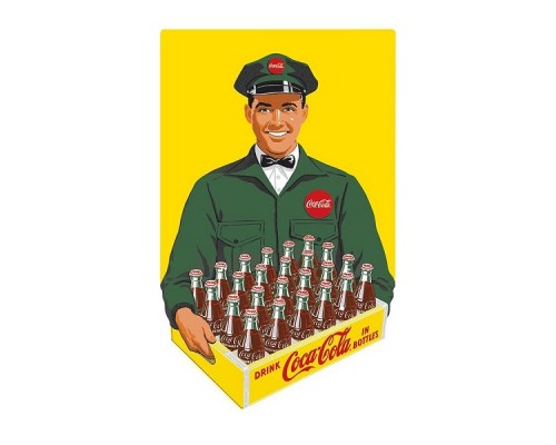Enseigne Coca-Cola en métal / Livreur COKE Delivery Man 3D